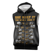She Built It The World Uses It Sleeveless Zip Hoodie African Influential Women Innovators Timeline - Wonder Print Shop