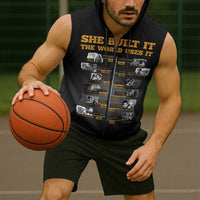 She Built It The World Uses It Sleeveless Zip Hoodie African Influential Women Innovators Timeline - Wonder Print Shop