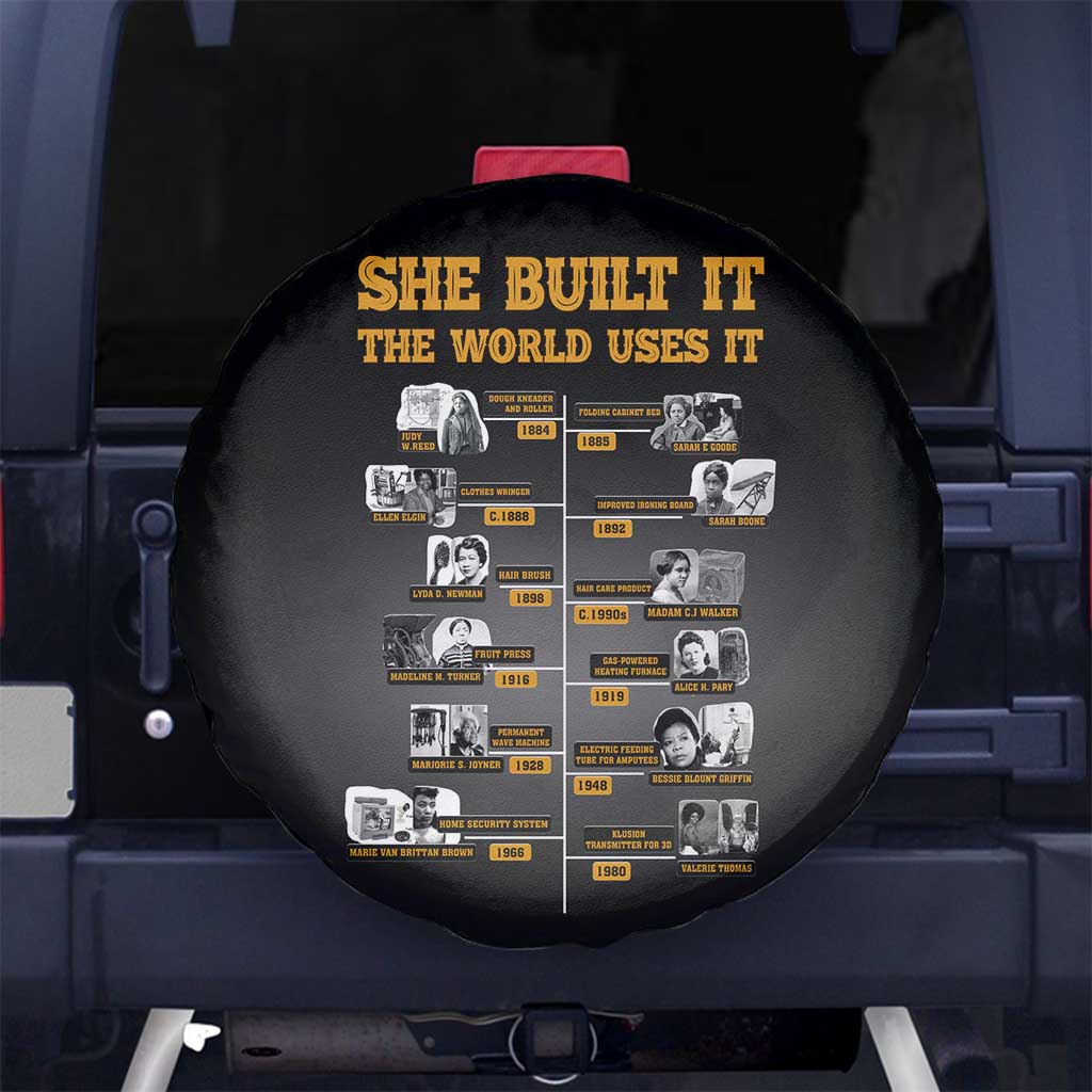 She Built It The World Uses It Spare Tire Cover African Influential Women Innovators Timeline - Wonder Print Shop