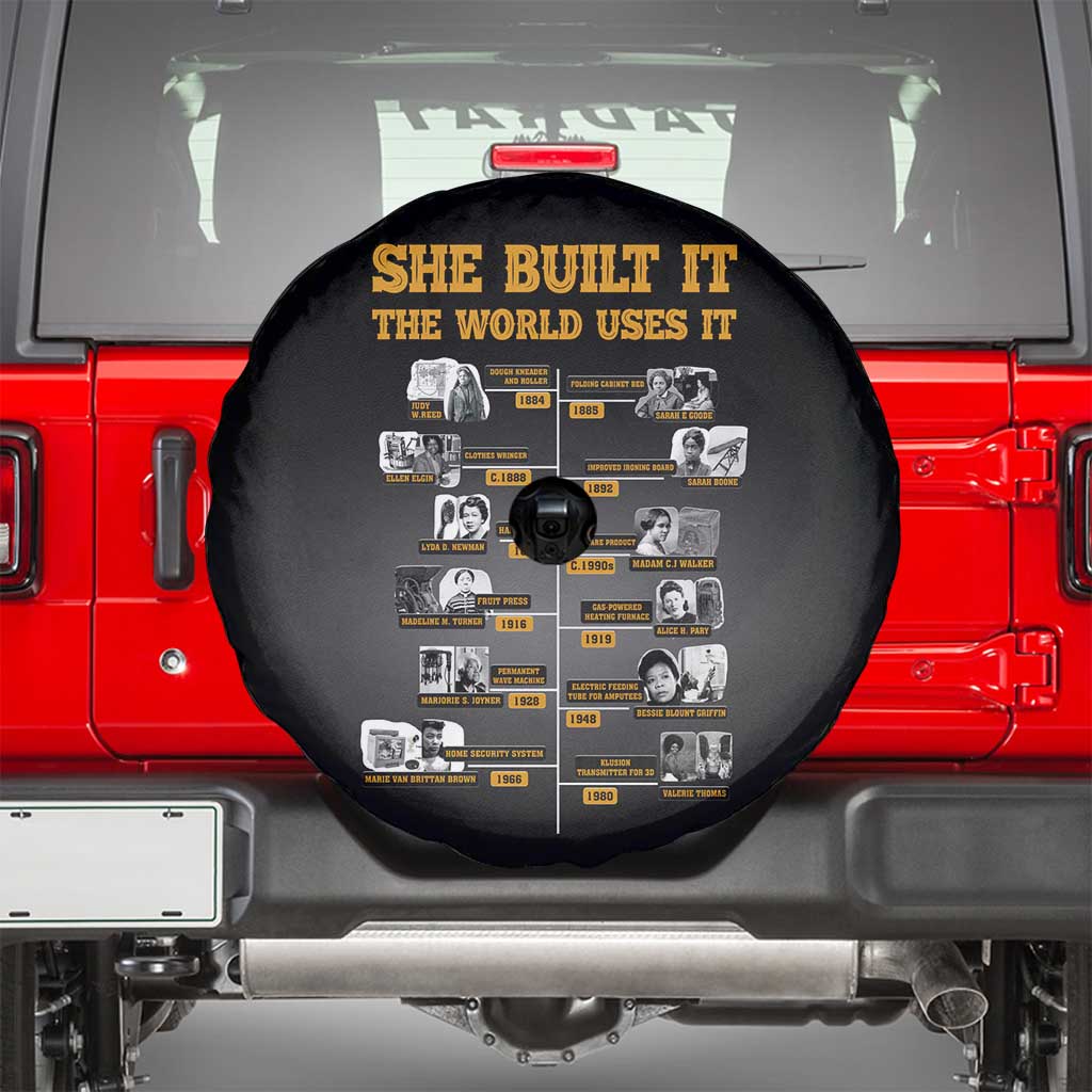 She Built It The World Uses It Spare Tire Cover African Influential Women Innovators Timeline - Wonder Print Shop