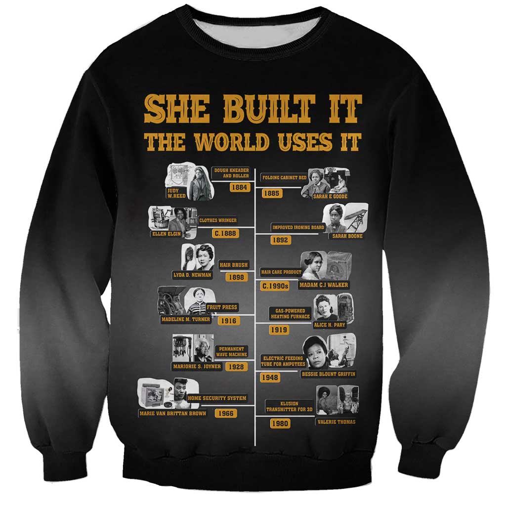She Built It The World Uses It Sweatshirt African Influential Women Innovators Timeline - Wonder Print Shop