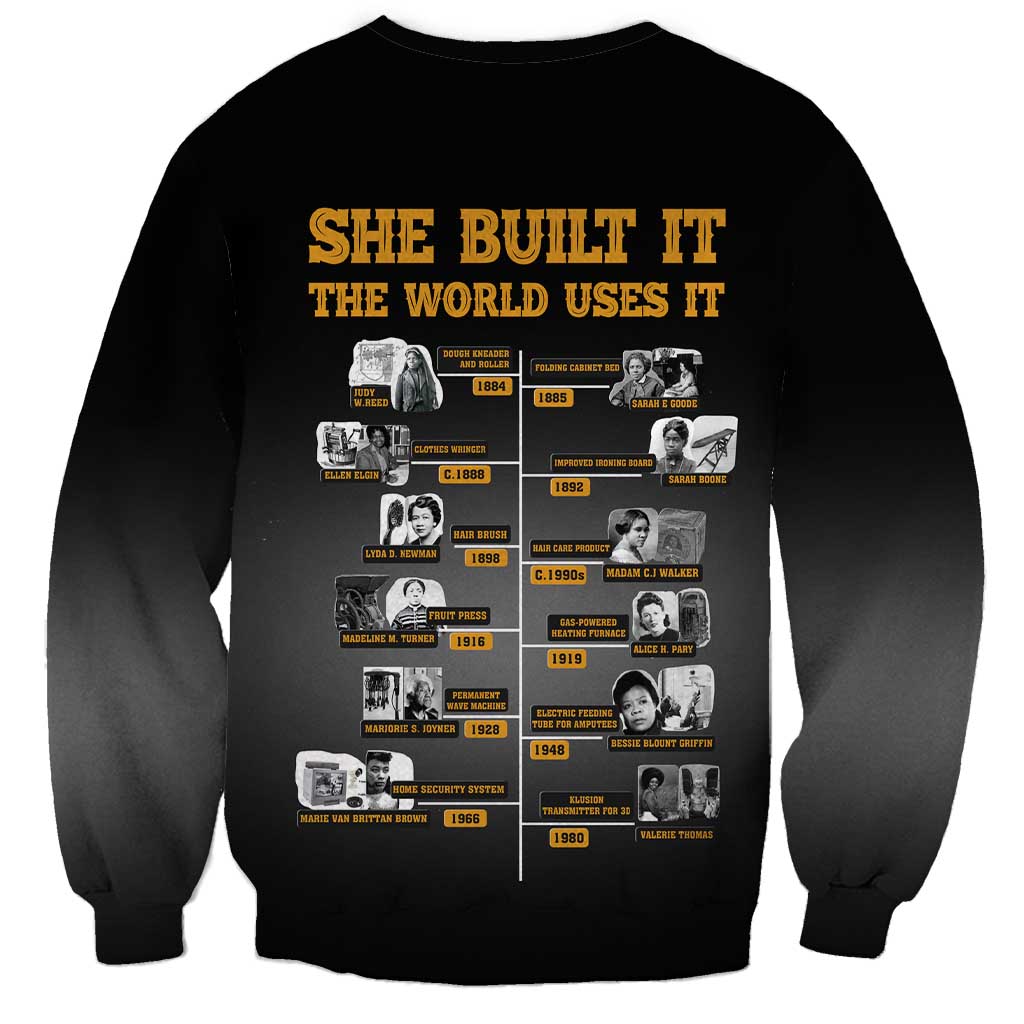 She Built It The World Uses It Sweatshirt African Influential Women Innovators Timeline - Wonder Print Shop