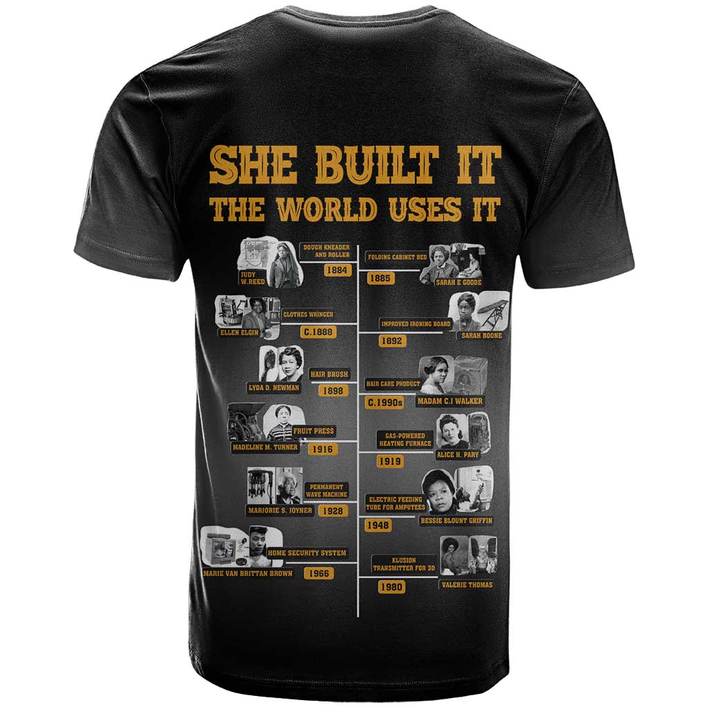 She Built It The World Uses It T Shirt African Influential Women Innovators Timeline - Wonder Print Shop