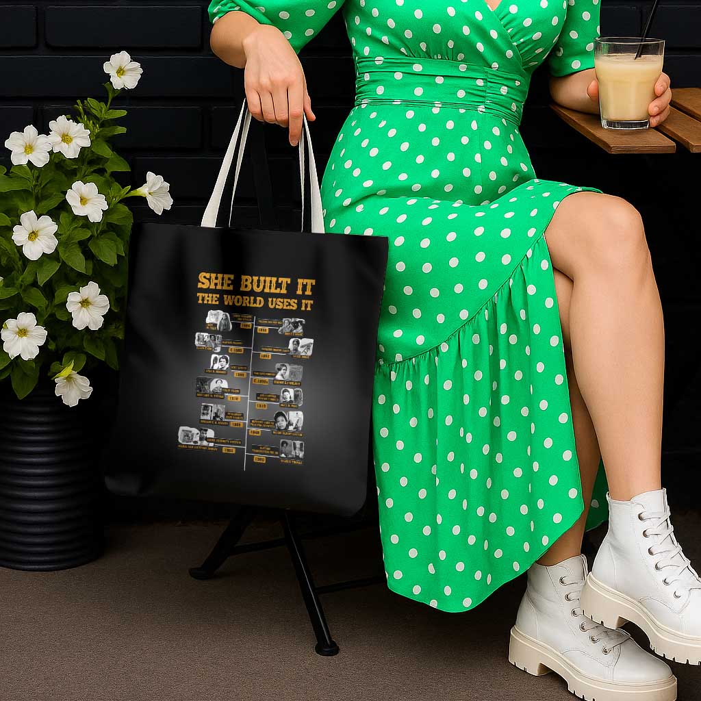 She Built It The World Uses It Tote Bag African Influential Women Innovators Timeline - Wonder Print Shop