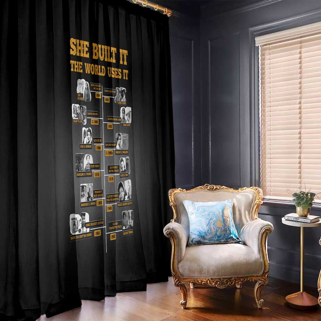 She Built It The World Uses It Window Curtain African Influential Women Innovators Timeline - Wonder Print Shop