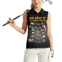 She Built It The World Uses It Women Sleeveless Polo Shirt African Influential Women Innovators Timeline - Wonder Print Shop