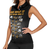 She Built It The World Uses It Women Sleeveless Polo Shirt African Influential Women Innovators Timeline - Wonder Print Shop