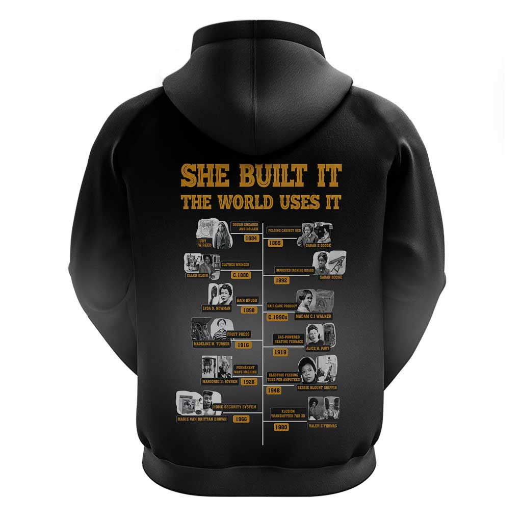 She Built It The World Uses It Zip Hoodie African Influential Women Innovators Timeline - Wonder Print Shop