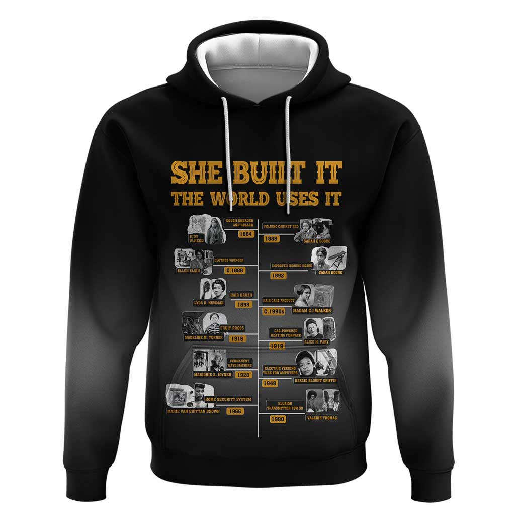 She Built It The World Uses It Zip Hoodie African Influential Women Innovators Timeline - Wonder Print Shop