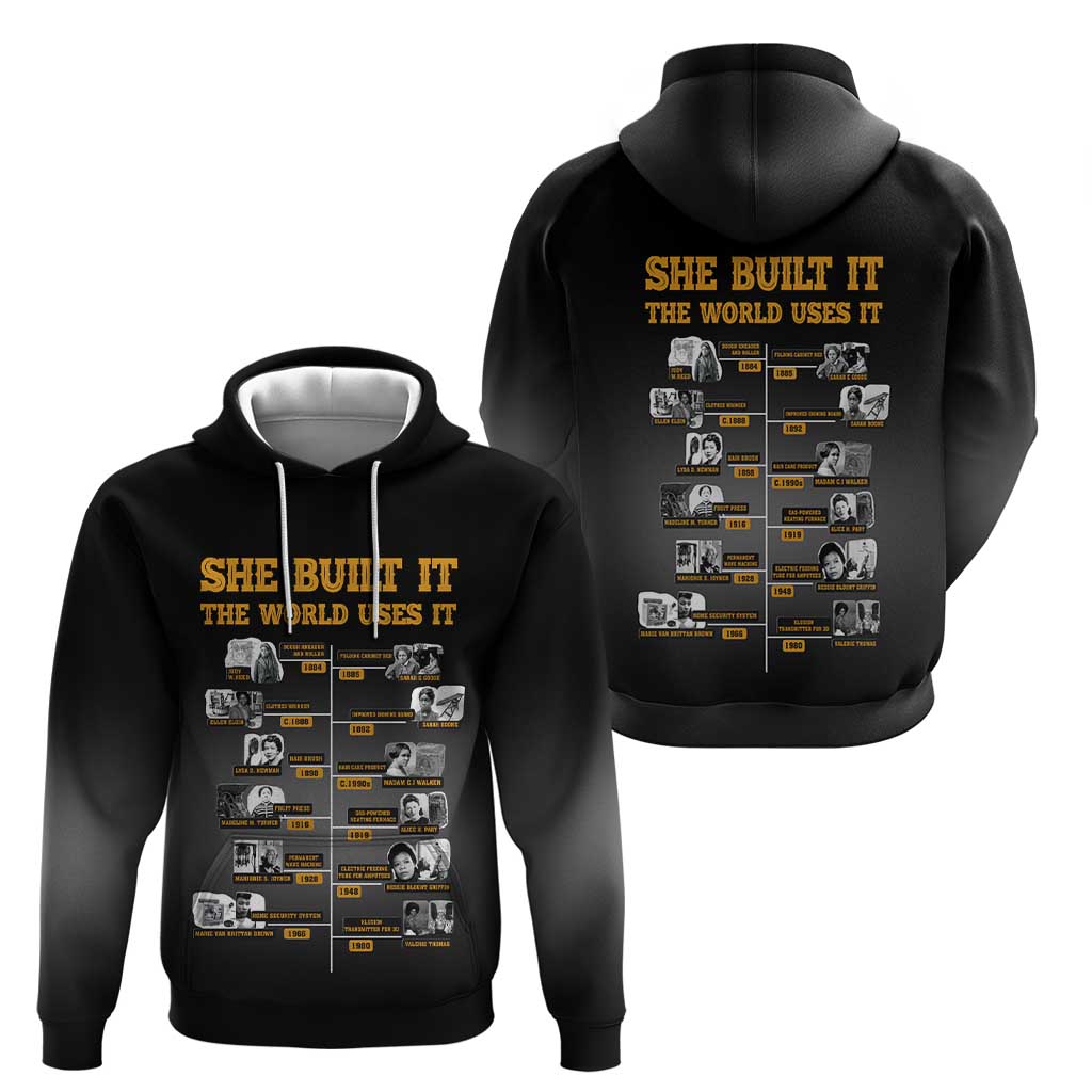 She Built It The World Uses It Zip Hoodie African Influential Women Innovators Timeline - Wonder Print Shop