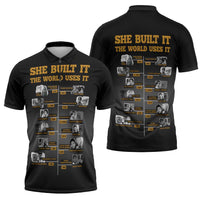 She Built It The World Uses It Zipper Polo Shirt African Influential Women Innovators Timeline - Wonder Print Shop
