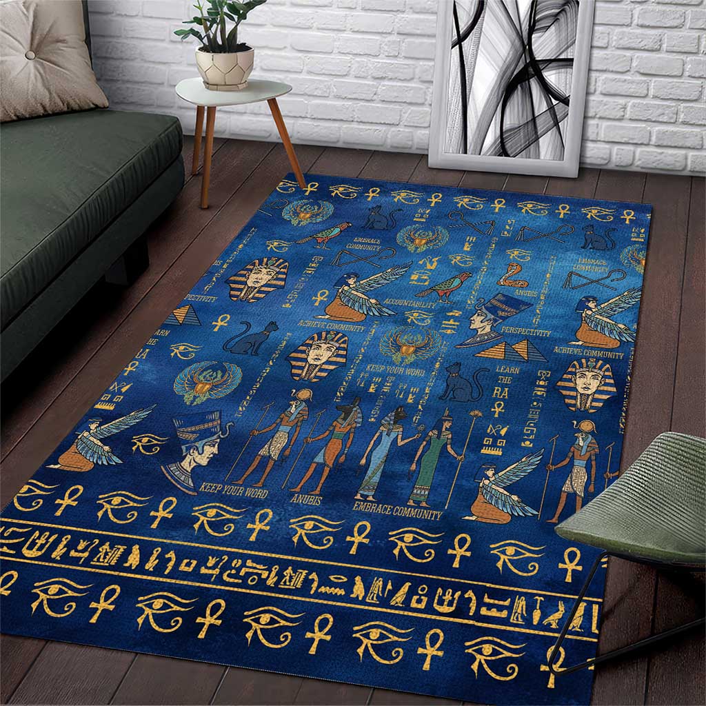 Echoes of Kemet Area Rug African Pharaohs, Anubis and Symbolic Motifs - Wonder Print Shop