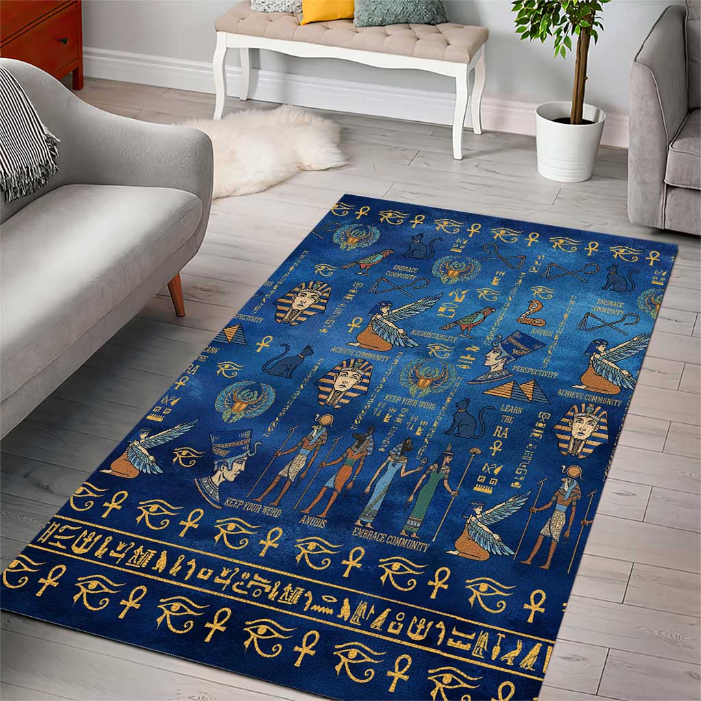 Echoes of Kemet Area Rug African Pharaohs, Anubis and Symbolic Motifs - Wonder Print Shop