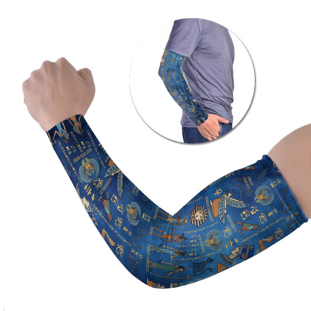 Echoes of Kemet Arm Sleeves African Pharaohs, Anubis and Symbolic Motifs - Wonder Print Shop