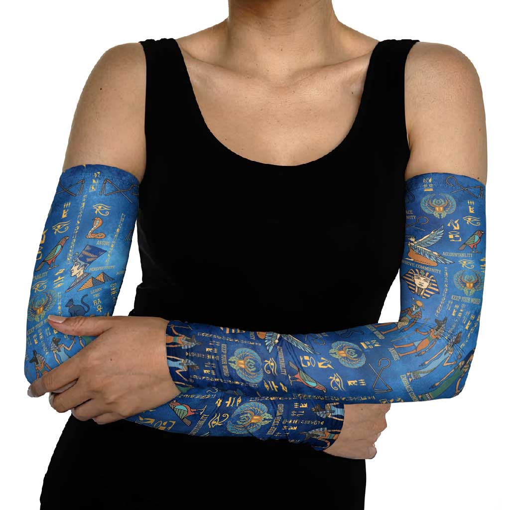 Echoes of Kemet Arm Sleeves African Pharaohs, Anubis and Symbolic Motifs - Wonder Print Shop