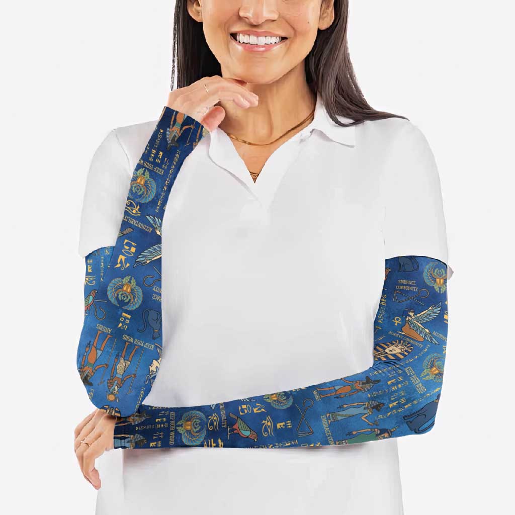 Echoes of Kemet Arm Sleeves African Pharaohs, Anubis and Symbolic Motifs - Wonder Print Shop
