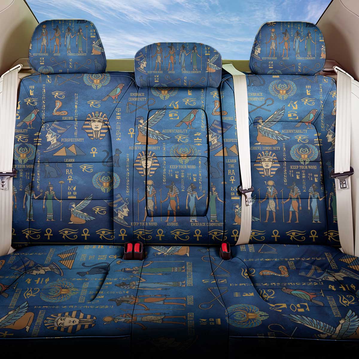 Echoes of Kemet Back Car Seat Cover African Pharaohs, Anubis and Symbolic Motifs - Wonder Print Shop