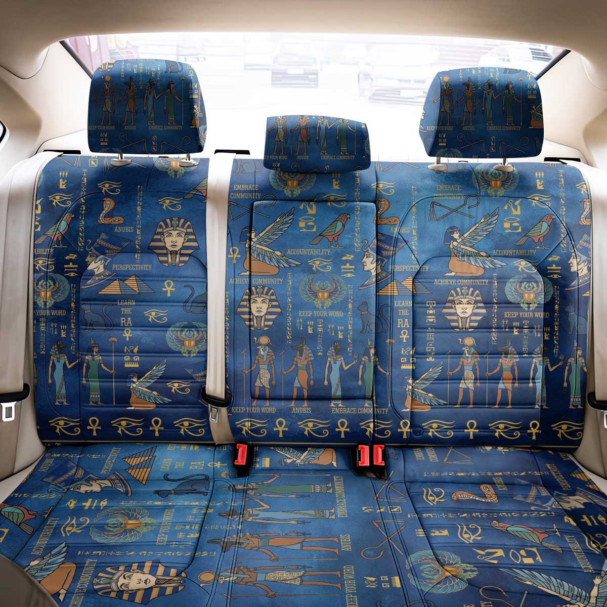 Echoes of Kemet Back Car Seat Cover African Pharaohs, Anubis and Symbolic Motifs - Wonder Print Shop