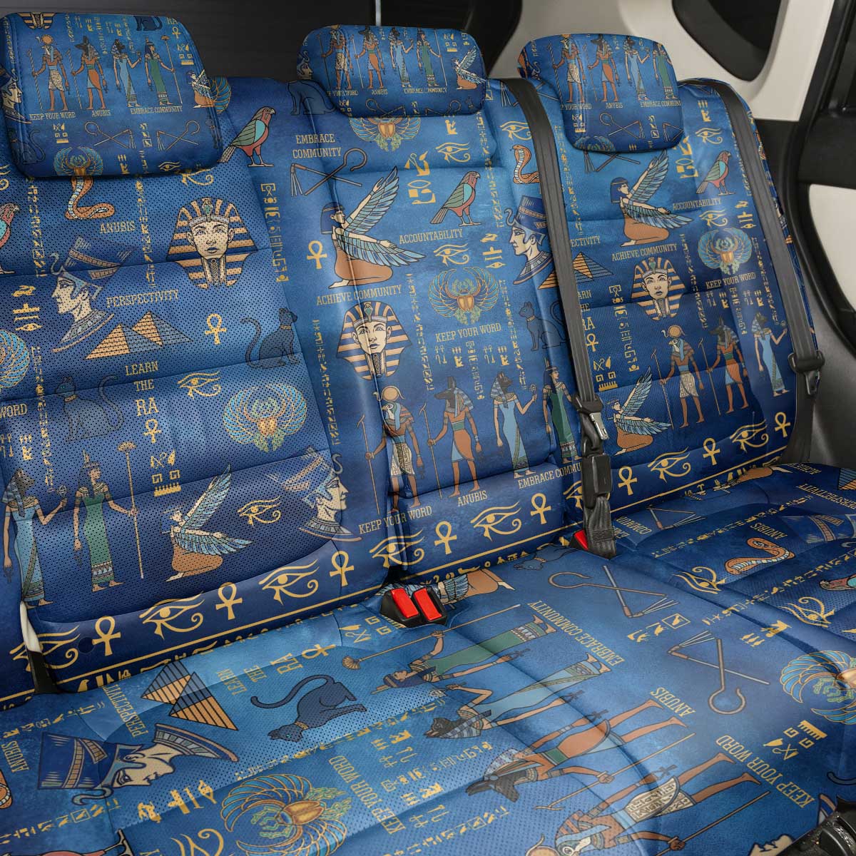 Echoes of Kemet Back Car Seat Cover African Pharaohs, Anubis and Symbolic Motifs - Wonder Print Shop