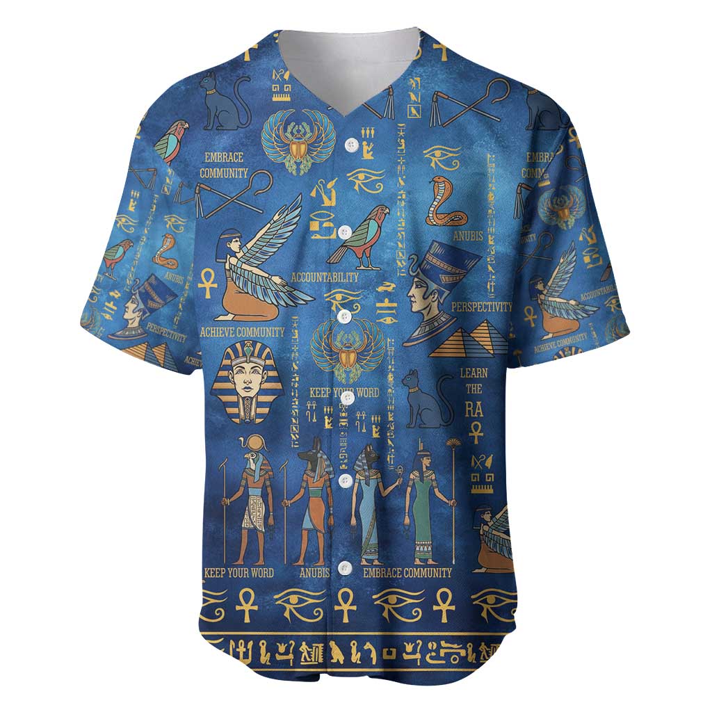 Echoes of Kemet Baseball Jersey African Pharaohs, Anubis and Symbolic Motifs - Wonder Print Shop