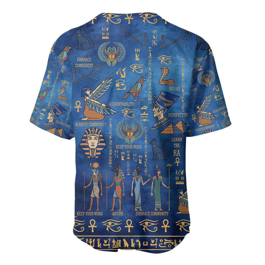 Echoes of Kemet Baseball Jersey African Pharaohs, Anubis and Symbolic Motifs - Wonder Print Shop
