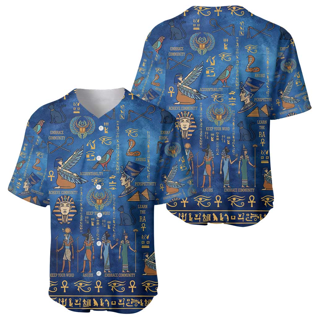 Echoes of Kemet Baseball Jersey African Pharaohs, Anubis and Symbolic Motifs - Wonder Print Shop