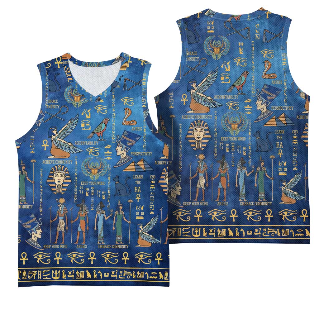 Echoes of Kemet Basketball Jersey African Pharaohs, Anubis and Symbolic Motifs - Wonder Print Shop