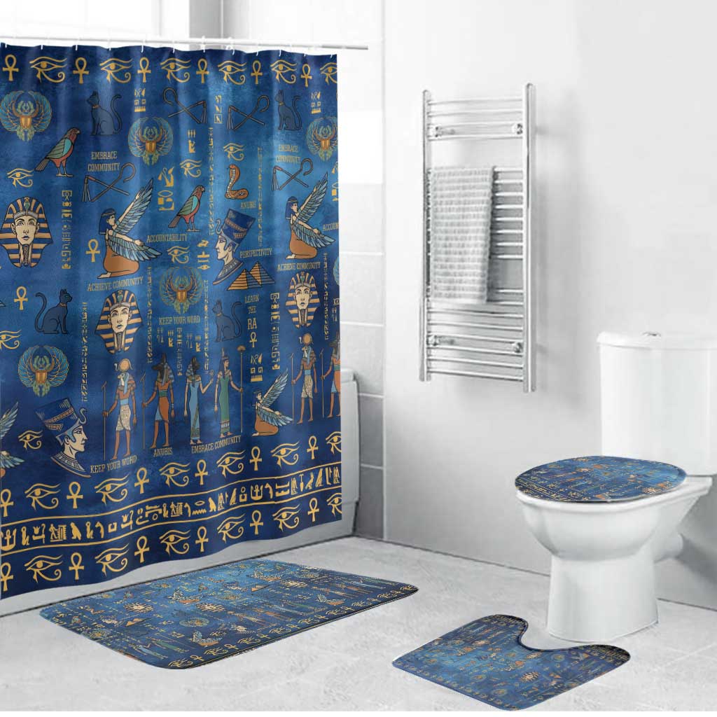 Echoes of Kemet Bathroom Set African Pharaohs, Anubis and Symbolic Motifs - Wonder Print Shop