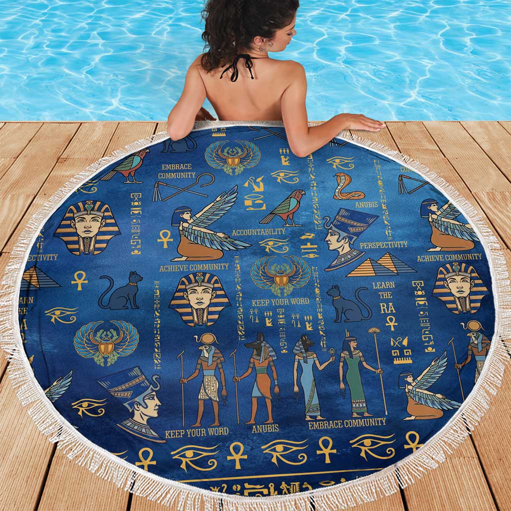 Echoes of Kemet Beach Blanket African Pharaohs, Anubis and Symbolic Motifs - Wonder Print Shop