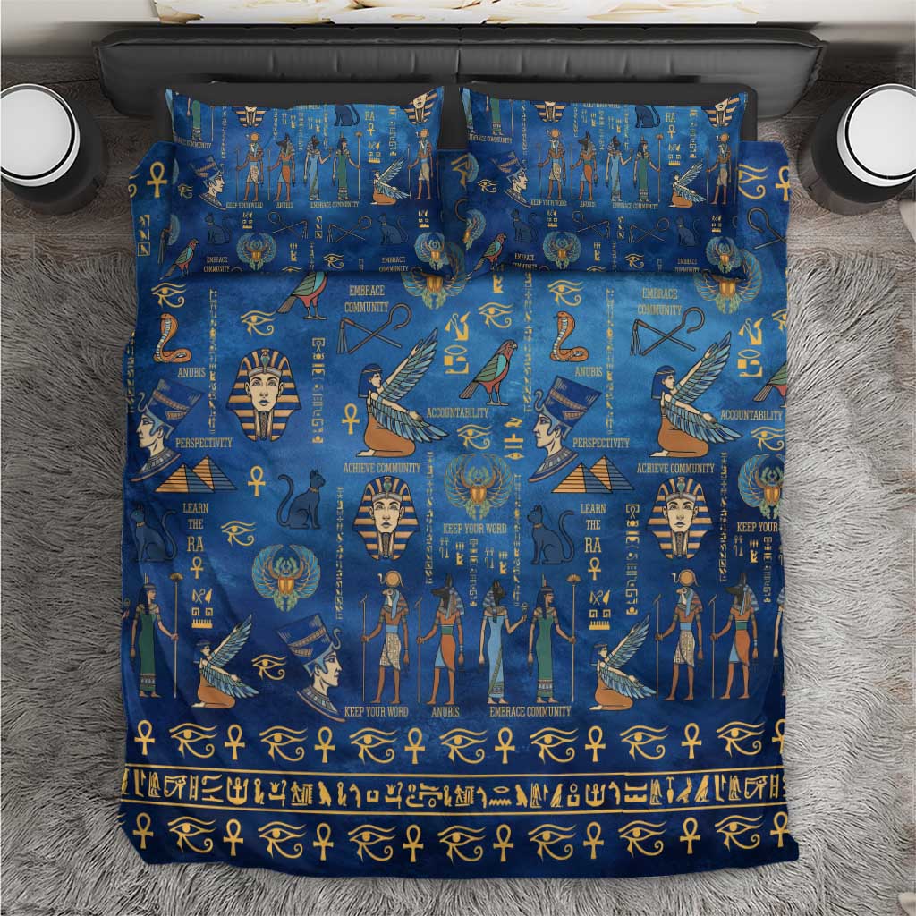 Echoes of Kemet Bedding Set African Pharaohs, Anubis and Symbolic Motifs - Wonder Print Shop