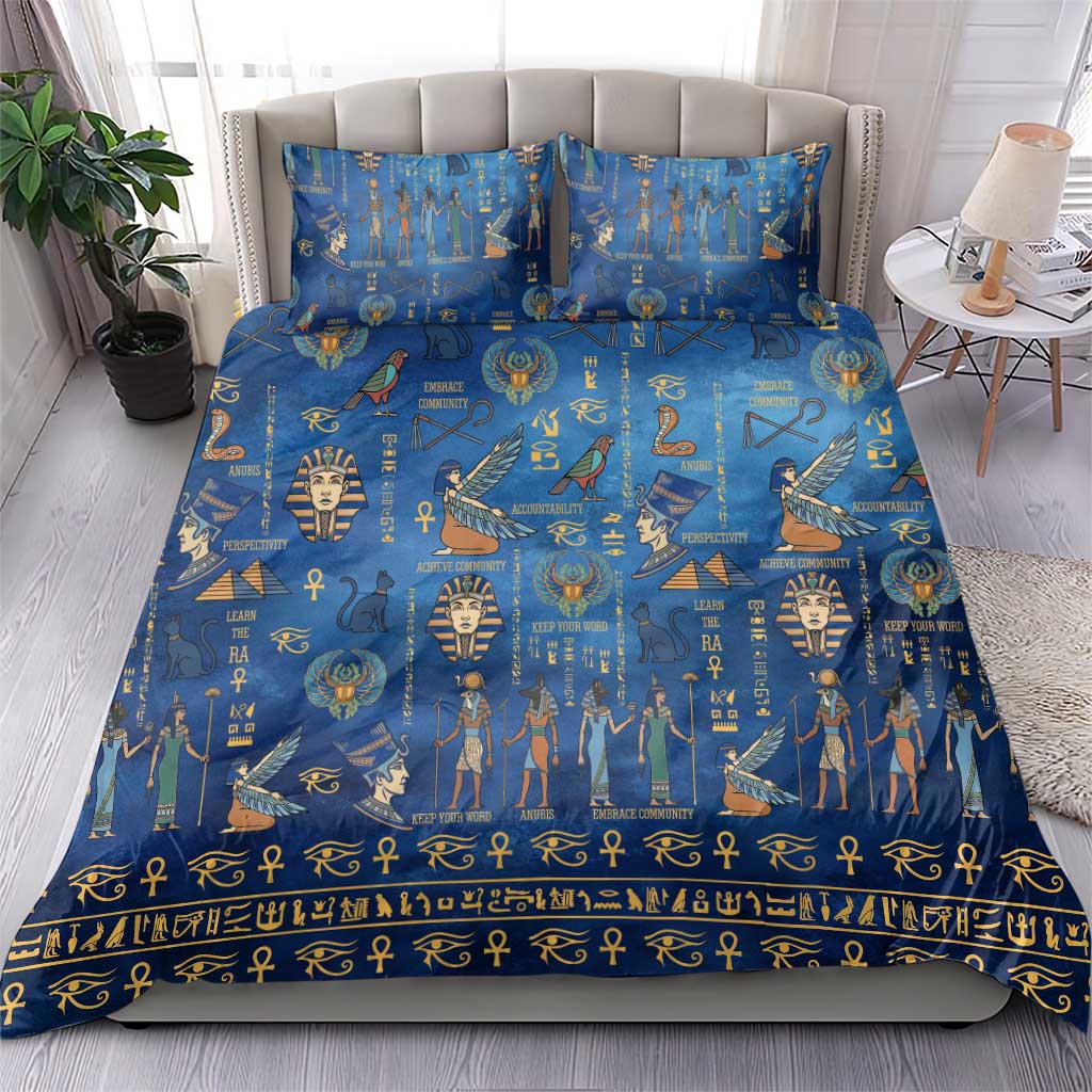 Echoes of Kemet Bedding Set African Pharaohs, Anubis and Symbolic Motifs - Wonder Print Shop