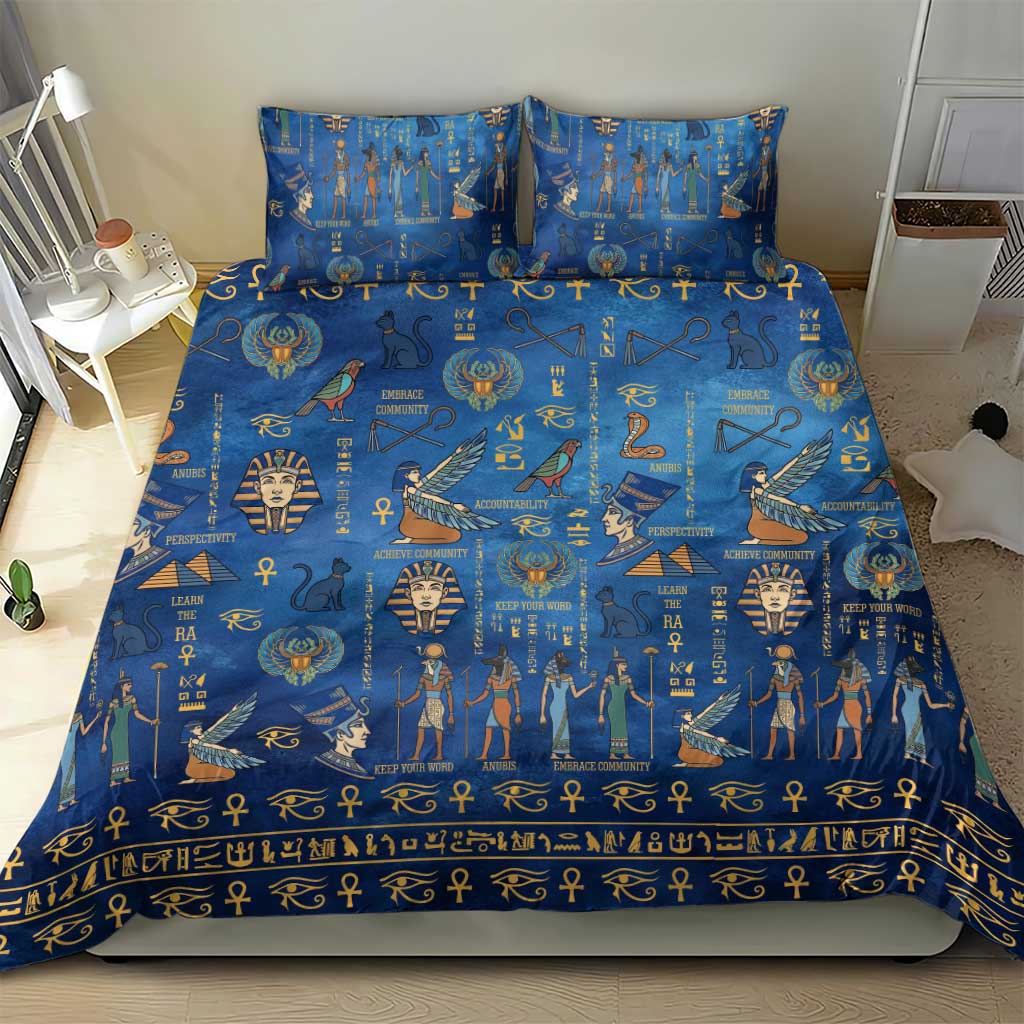 Echoes of Kemet Bedding Set African Pharaohs, Anubis and Symbolic Motifs - Wonder Print Shop