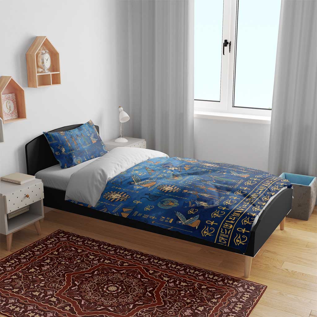 Echoes of Kemet Bedding Set African Pharaohs, Anubis and Symbolic Motifs - Wonder Print Shop