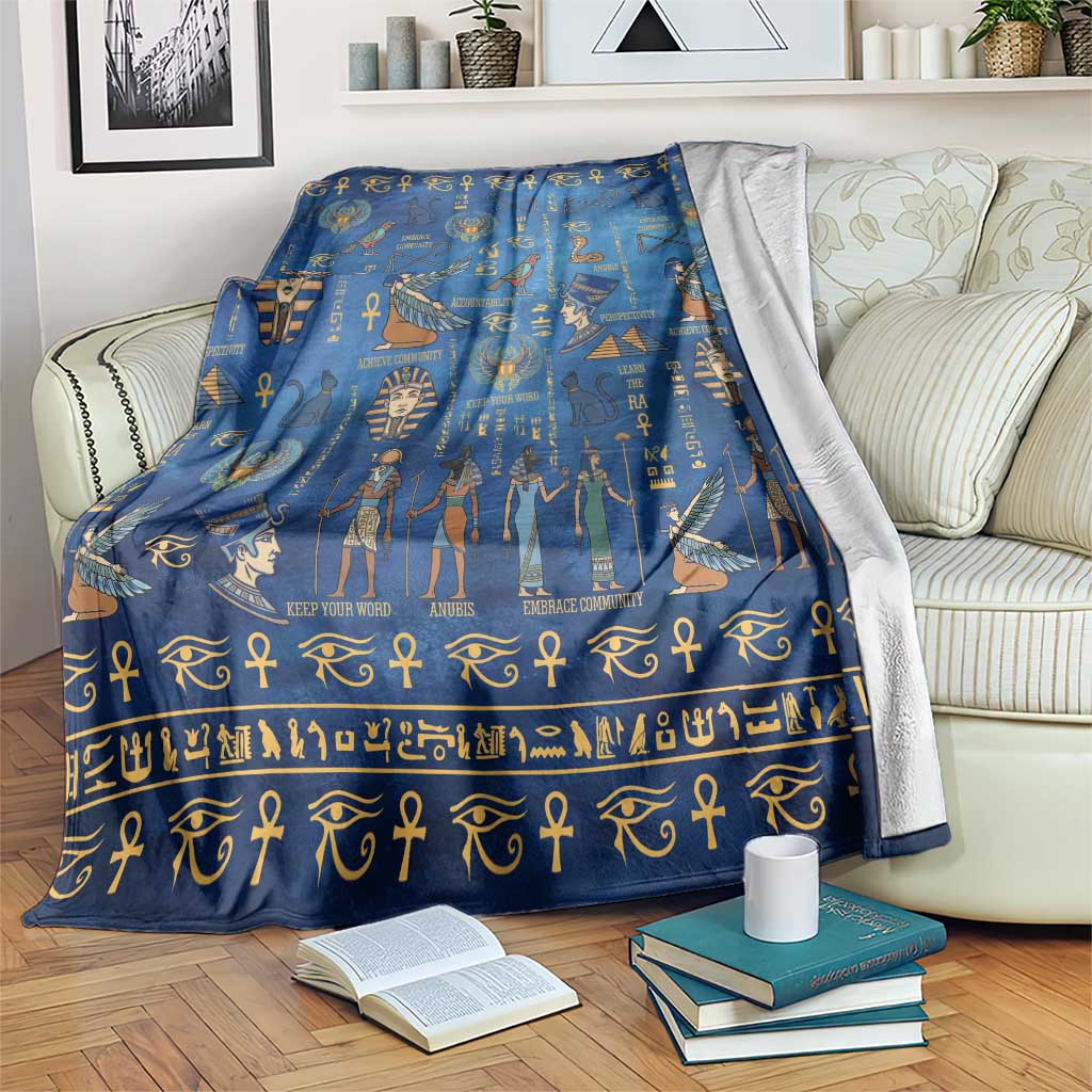 Echoes of Kemet Blanket African Pharaohs, Anubis and Symbolic Motifs - Wonder Print Shop