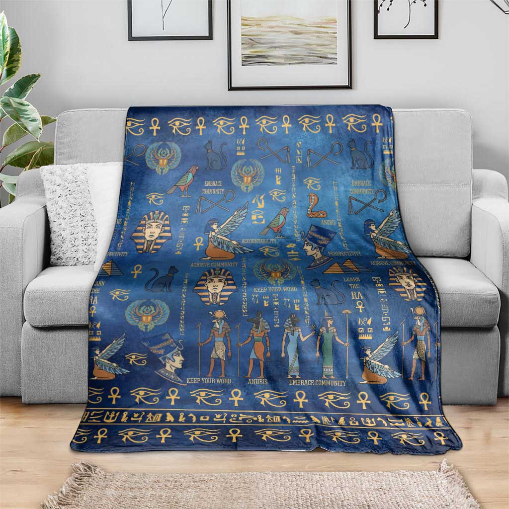 Echoes of Kemet Blanket African Pharaohs, Anubis and Symbolic Motifs - Wonder Print Shop
