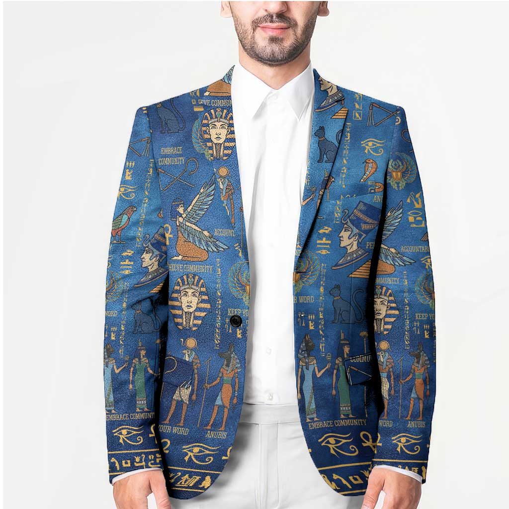Echoes of Kemet Blazer African Pharaohs, Anubis and Symbolic Motifs - Wonder Print Shop
