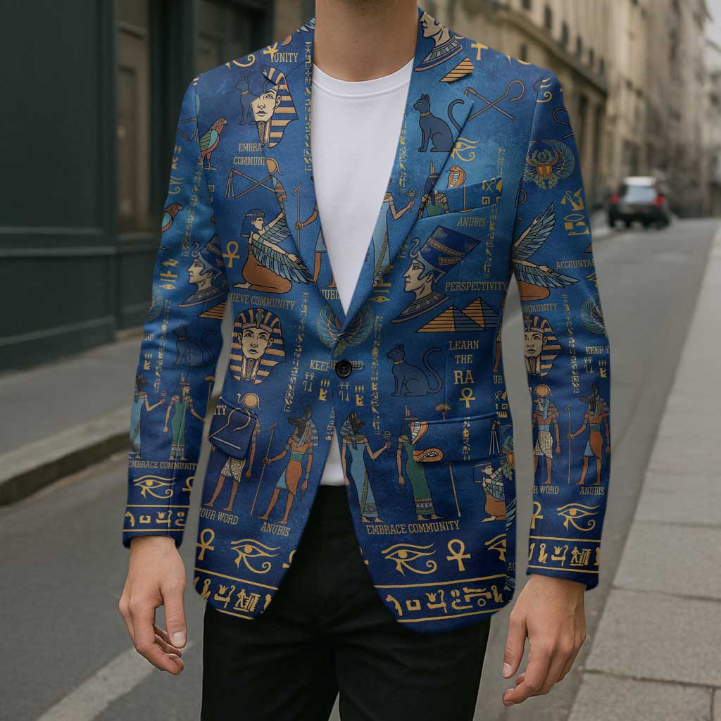 Echoes of Kemet Blazer African Pharaohs, Anubis and Symbolic Motifs - Wonder Print Shop