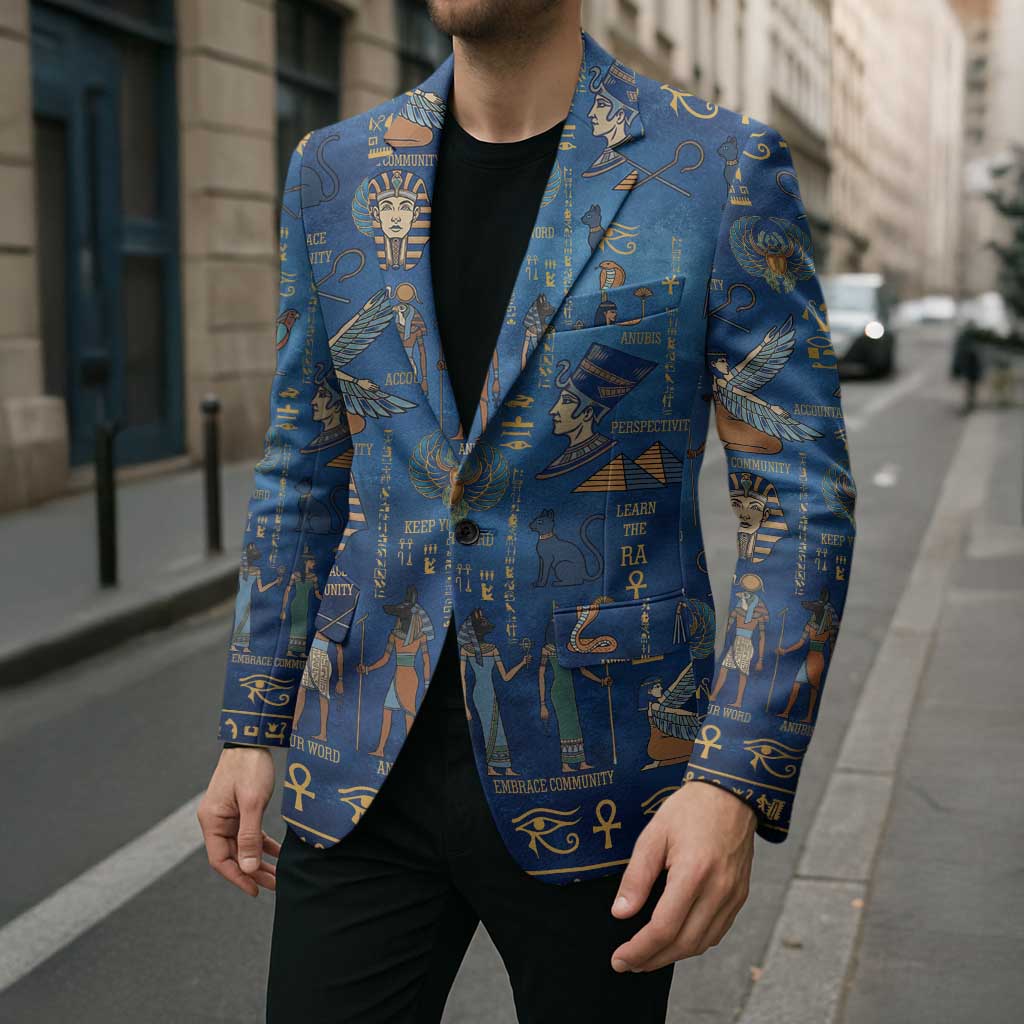 Echoes of Kemet Blazer African Pharaohs, Anubis and Symbolic Motifs - Wonder Print Shop