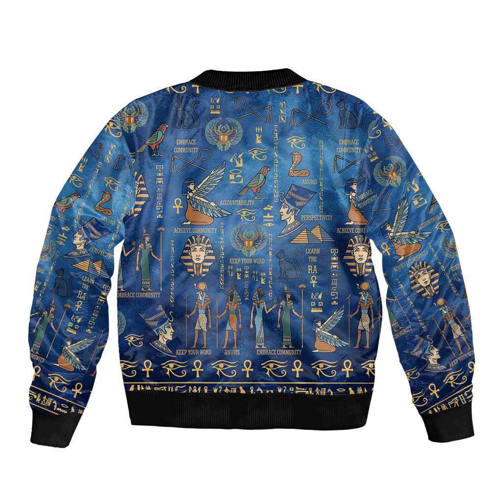 Echoes of Kemet Bomber Jacket African Pharaohs, Anubis and Symbolic Motifs - Wonder Print Shop