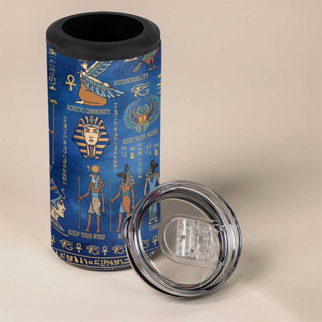Echoes of Kemet 4 in 1 Can Cooler Tumbler African Pharaohs, Anubis and Symbolic Motifs - Wonder Print Shop