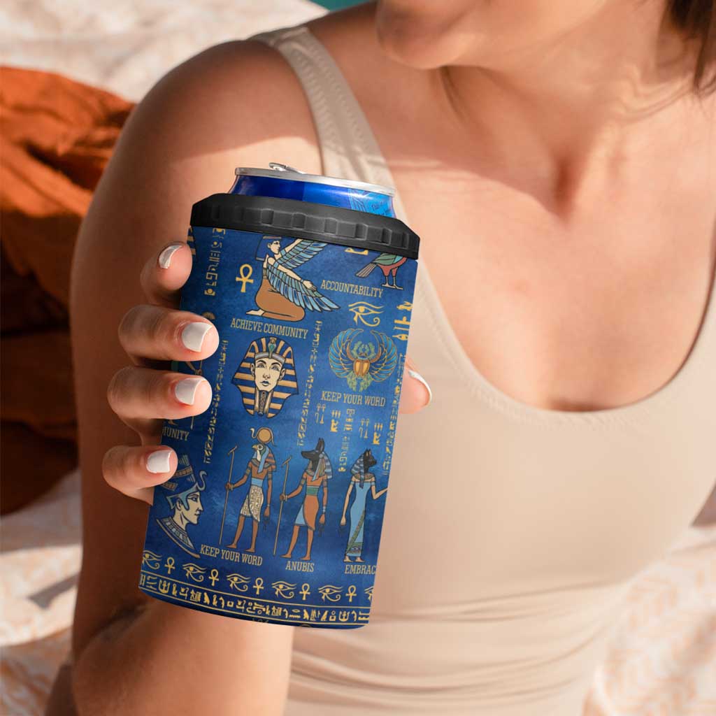 Echoes of Kemet 4 in 1 Can Cooler Tumbler African Pharaohs, Anubis and Symbolic Motifs - Wonder Print Shop