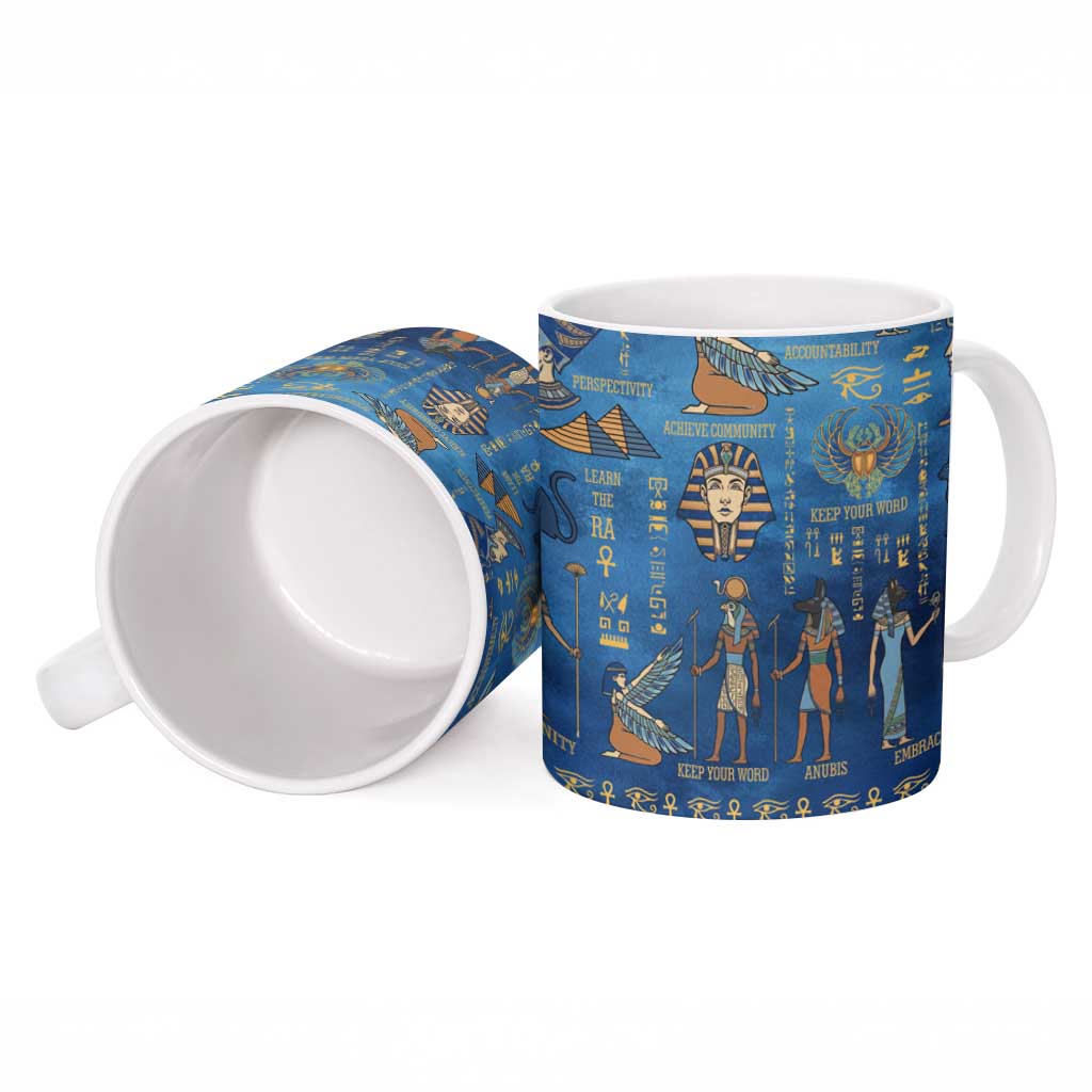 Echoes of Kemet Ceramic Mug African Pharaohs, Anubis and Symbolic Motifs - Wonder Print Shop