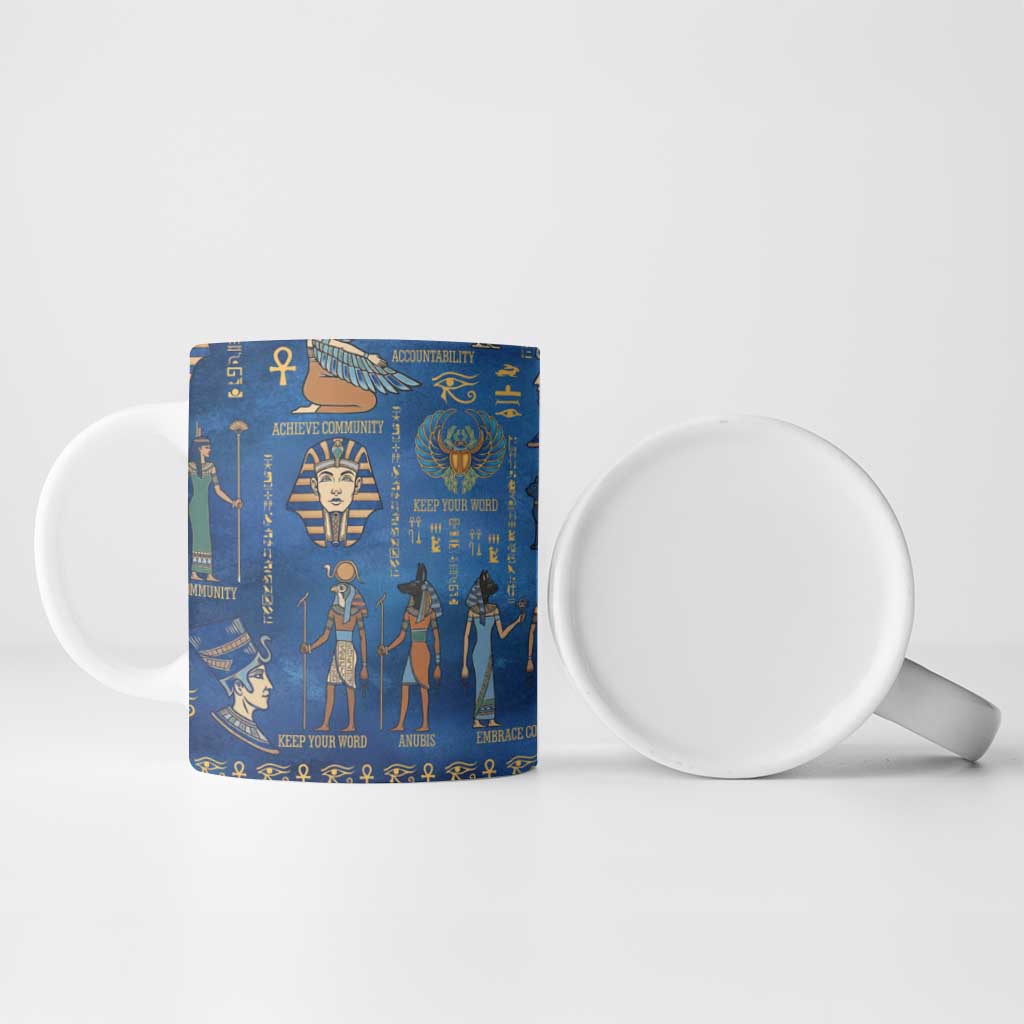 Echoes of Kemet Ceramic Mug African Pharaohs, Anubis and Symbolic Motifs - Wonder Print Shop