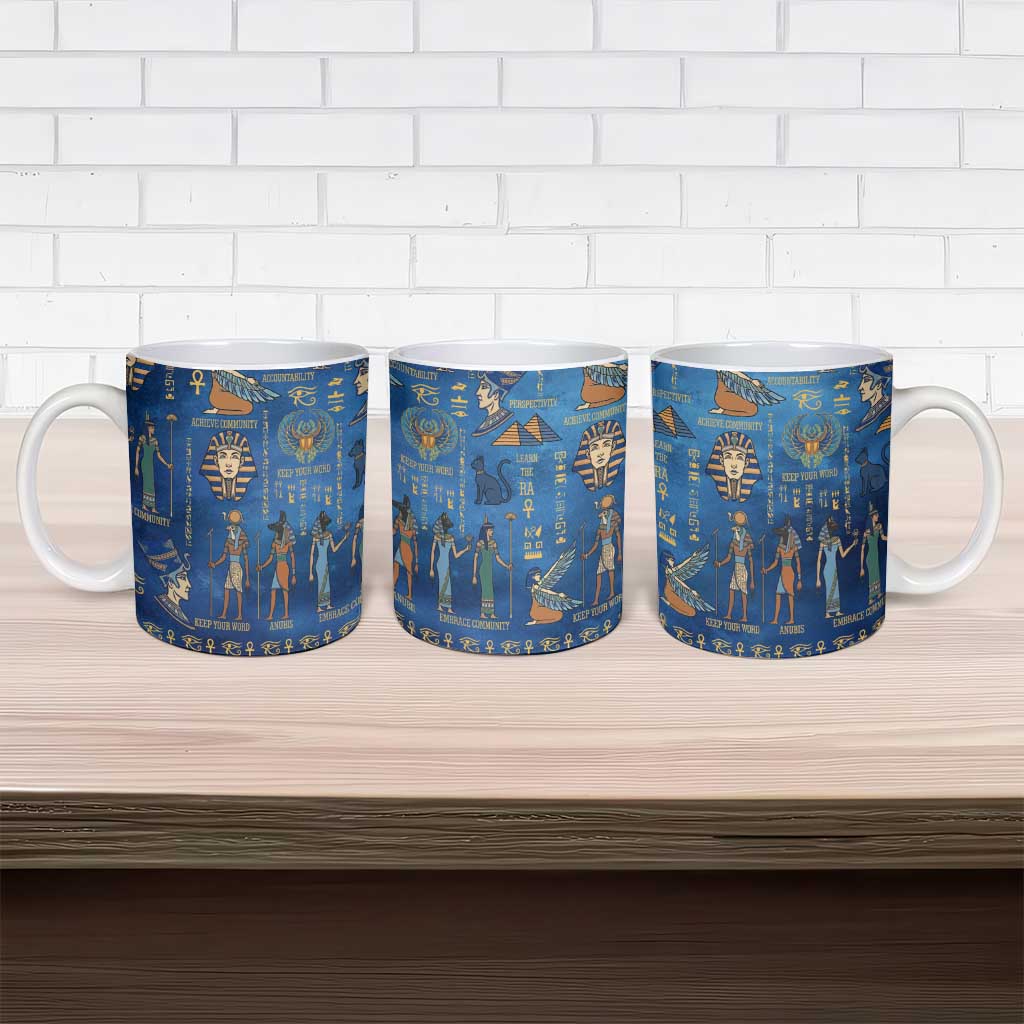 Echoes of Kemet Ceramic Mug African Pharaohs, Anubis and Symbolic Motifs - Wonder Print Shop