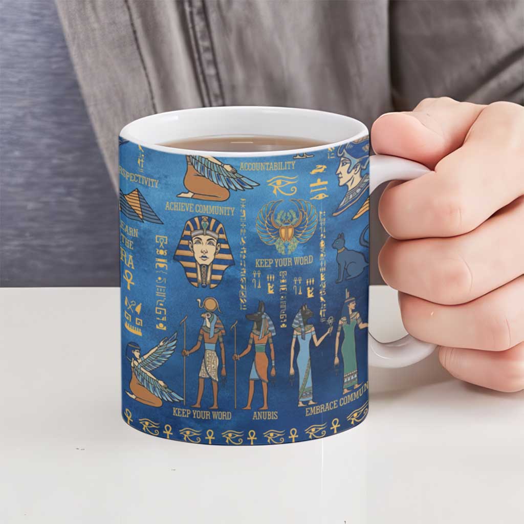 Echoes of Kemet Ceramic Mug African Pharaohs, Anubis and Symbolic Motifs - Wonder Print Shop