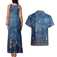 Echoes of Kemet Couples Matching Tank Maxi Dress and Hawaiian Shirt African Pharaohs, Anubis and Symbolic Motifs - Wonder Print Shop