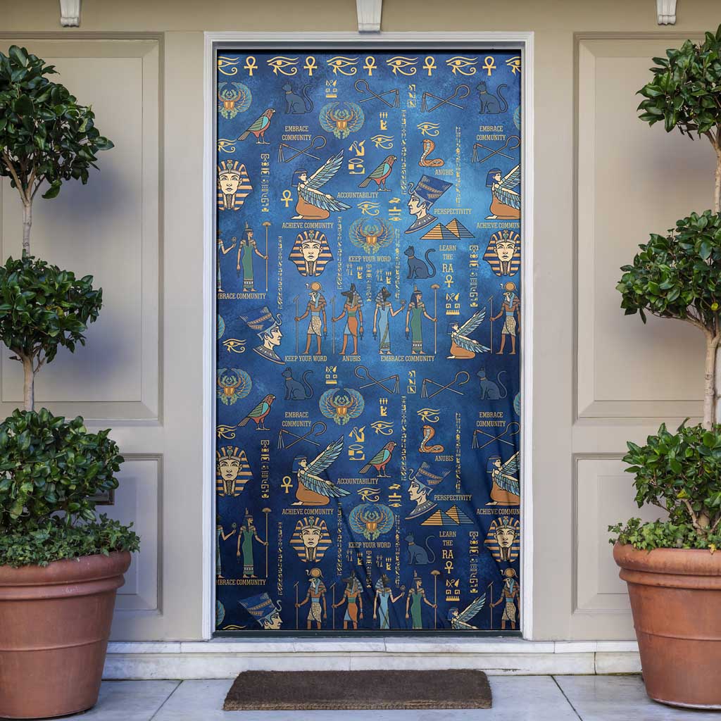 Echoes of Kemet Door Cover African Pharaohs, Anubis and Symbolic Motifs - Wonder Print Shop