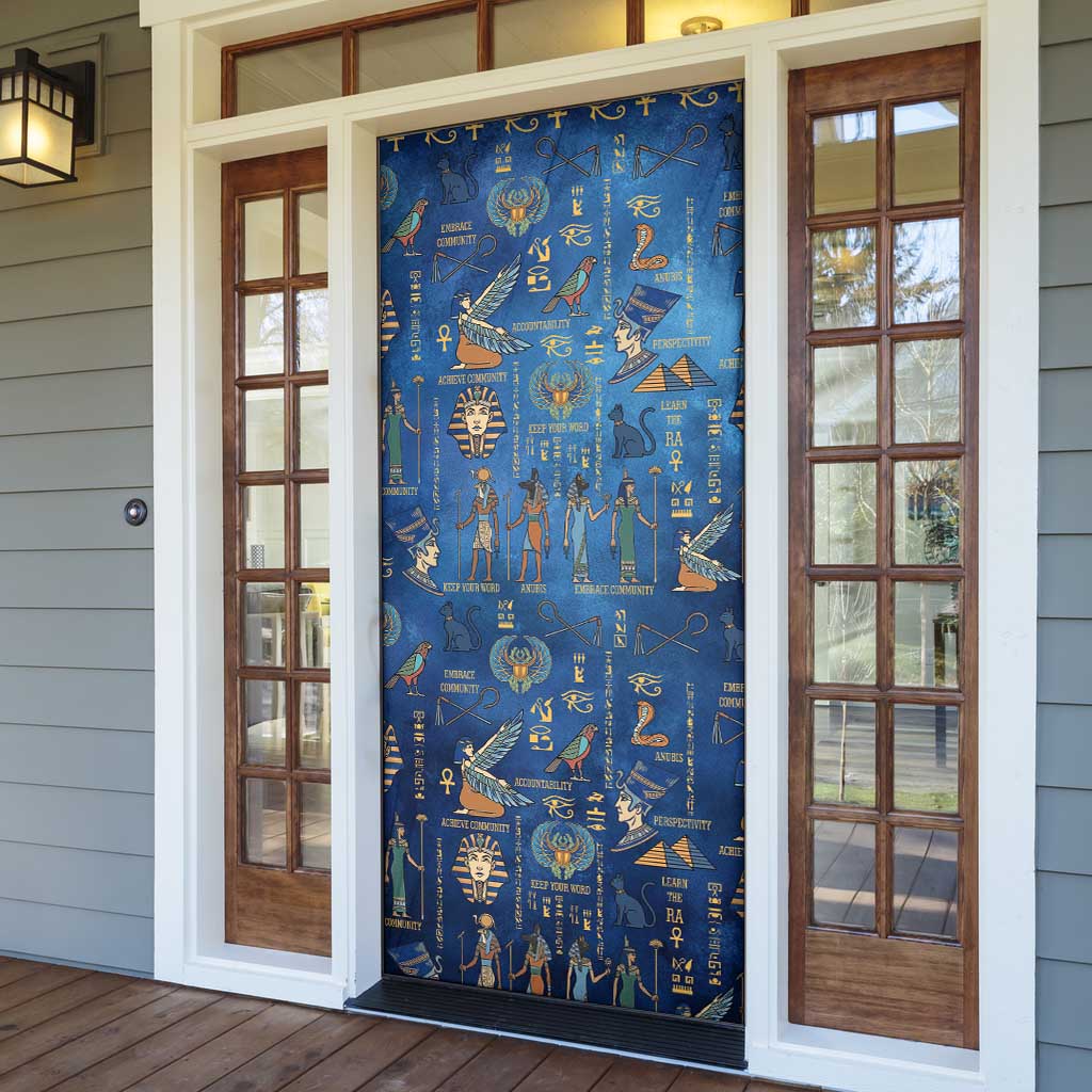 Echoes of Kemet Door Cover African Pharaohs, Anubis and Symbolic Motifs - Wonder Print Shop