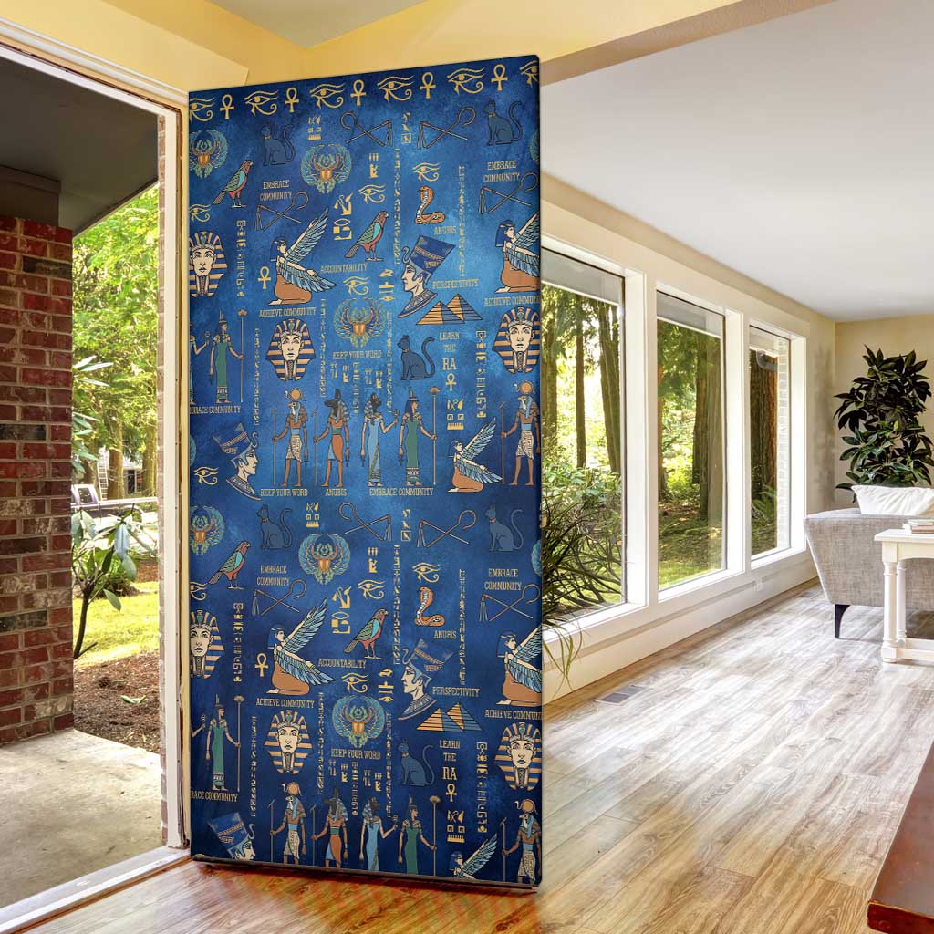 Echoes of Kemet Door Cover African Pharaohs, Anubis and Symbolic Motifs - Wonder Print Shop