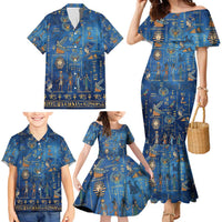 Echoes of Kemet Family Matching Mermaid Dress and Hawaiian Shirt African Pharaohs, Anubis and Symbolic Motifs - Wonder Print Shop